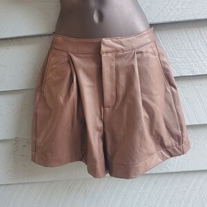 Splendid Brown High Waist Leather Shorts